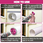 PVC Socket Saver Kit, PVC Fitting Saver, Pipe Reamer, Contains 1/2", 3/4", 1", 1-1/4", 1-1/2", 2", 3", & 4", for SCH40 PVC ABS CPVC Pipe